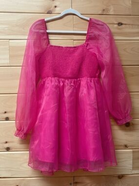 Hot Pink Puff Sleeve Mini Dress 🩷💗